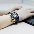 Leather Tree Leaf Women's Watches-blue