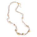 Bead and Pearl Suede Long Layer Necklace