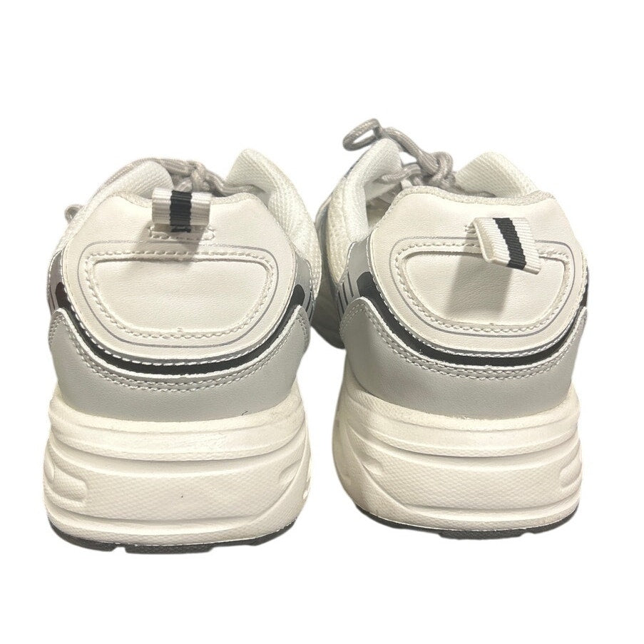 Lucky Step Womens Size 9 White Silver Mesh Lace Up Air Cooled Athletic Shoes