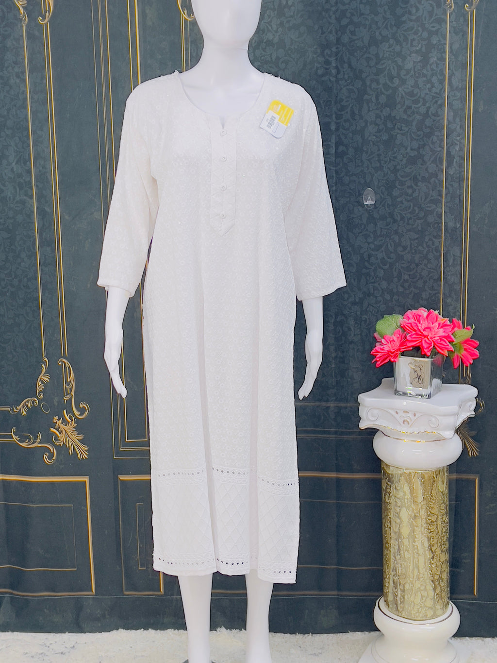 White Chikankari Kari Kurti