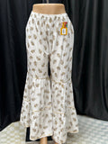 Cotton white pant with gold print