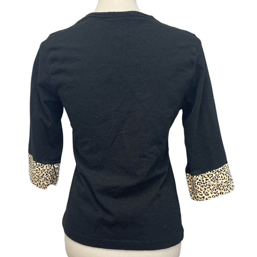 Pajama Gram Juniors Medium 100% Cotton Long Sleeve Cheeta Cuff Pajama Top