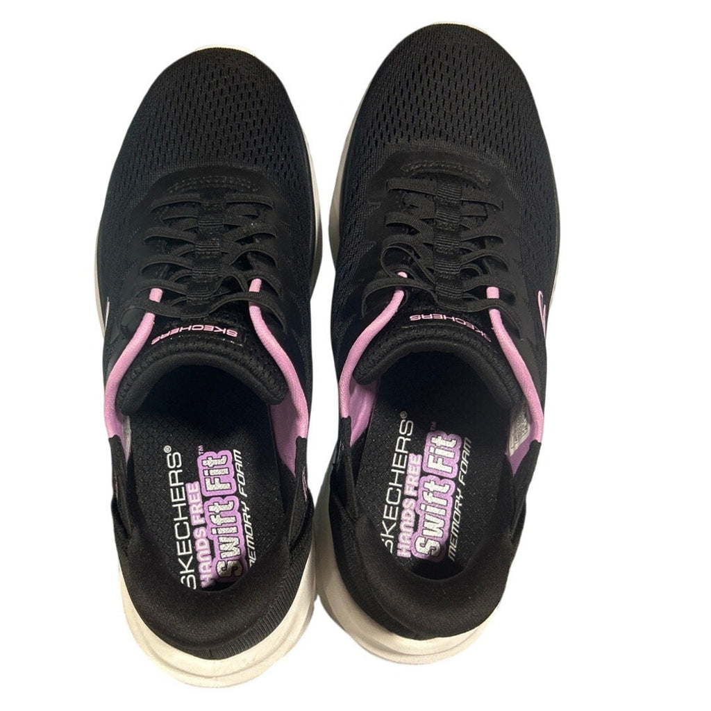 Skechers Womens Size 9 Black Pink Mesh Hands Free Swift Fit Athletic Shoes