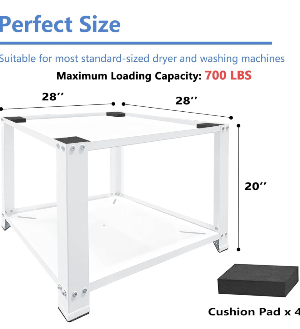 Royxen 4.0 Laundry Pedestal 20" Height Universal Fit 700lbs Capacity, Washing Machine Base Stand Dryer Base Platform Heavy Duty, 28" Wide (White)