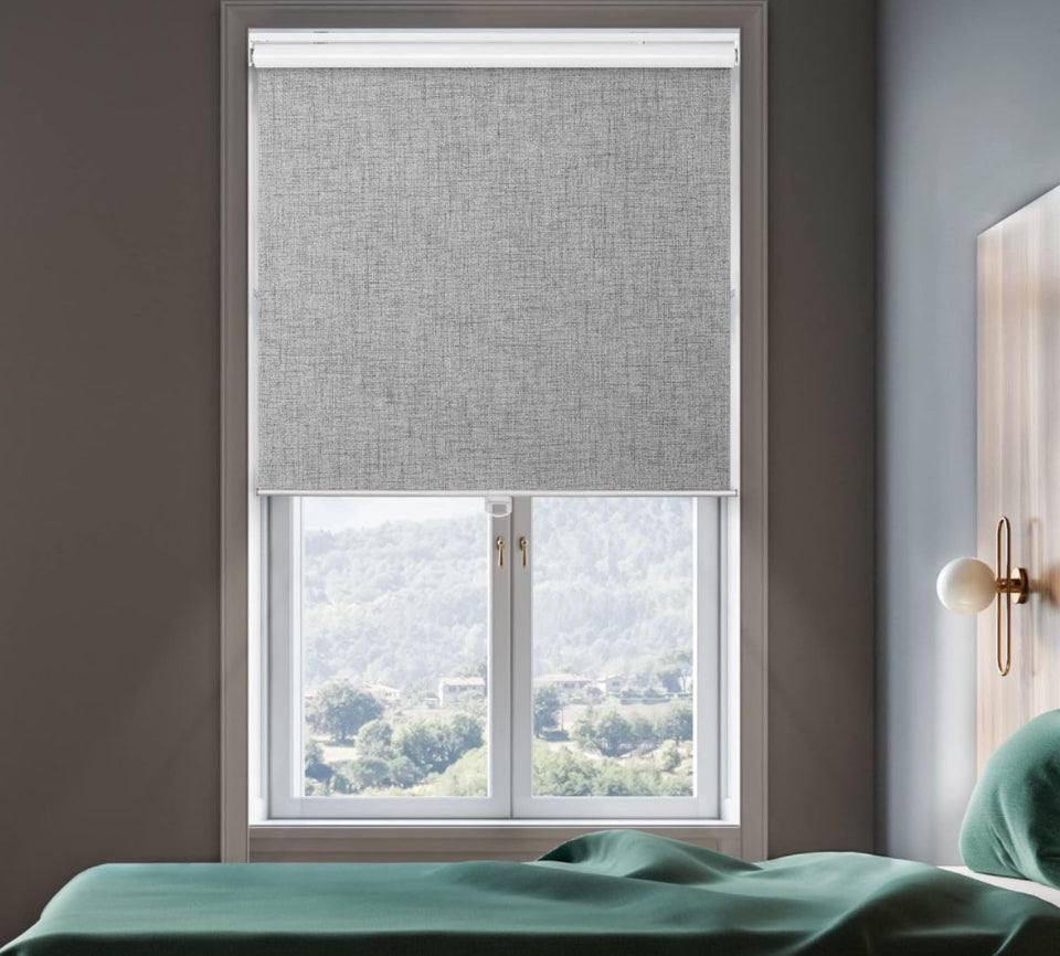 GENIMO 100% Blackout Roller Window Shades, Window Blinds Cordless with Thermal Insulated, UV Protection Fabric, Mini French Door Blinds for Home, Office