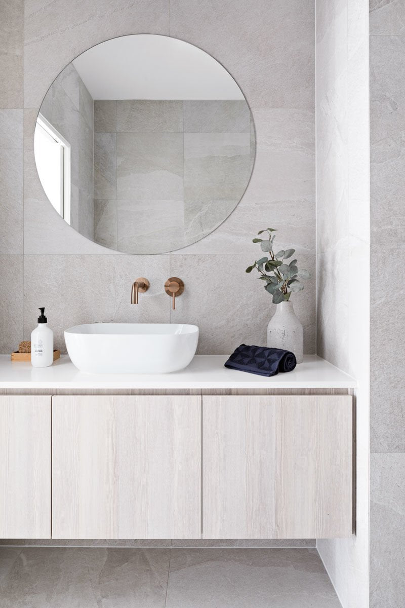 Modern Round Wall Mirror – Frameless Circle Bathroom Mirror, Handmade Minimalist Vanity Mirror