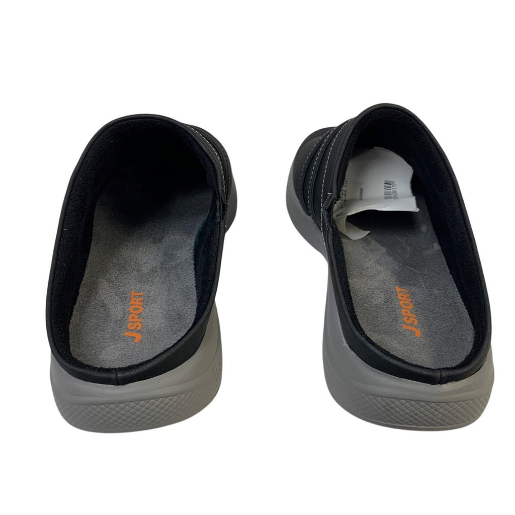New JSport Womens 10 Black Faux Leather Gina Slip On Memory Foam Sneaker Shoes