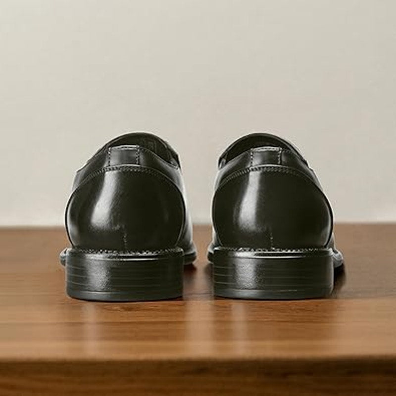 Bruno Marc Mens Size 10W Wide Black Faux Leather Slip On Loafers Formal Shoes