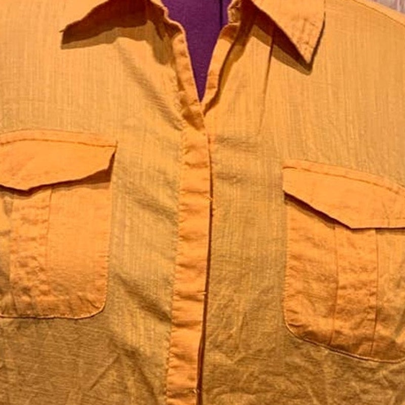 Croft & Barrow Woman 1X 3/4 Tabbed Sleeve 100% Cotton Button Down Shirt Blouse