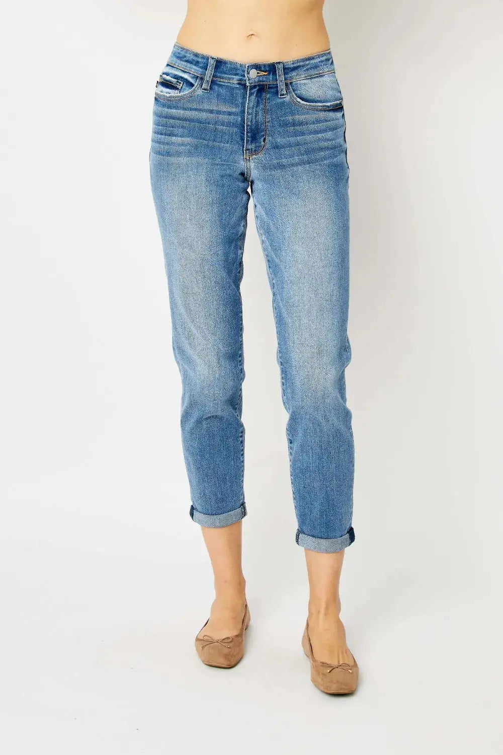 Full Size/Plus Size Cuffed Hem Slim Judy Blue Jeans