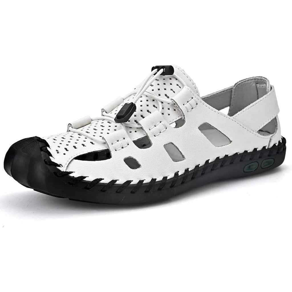 Dzujy Mens Size 14 White Sandals Drawstring Lace Round Toe Water Shoes