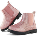 New Tobfis Girls 6 Glitter Pink Pull On Non Slip Chelsea Waterproof Rain Boots