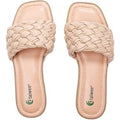 Ataiwee Womens Size 8 Tan Braided Faux Leather Slide On Open Toe Sandal Shoes