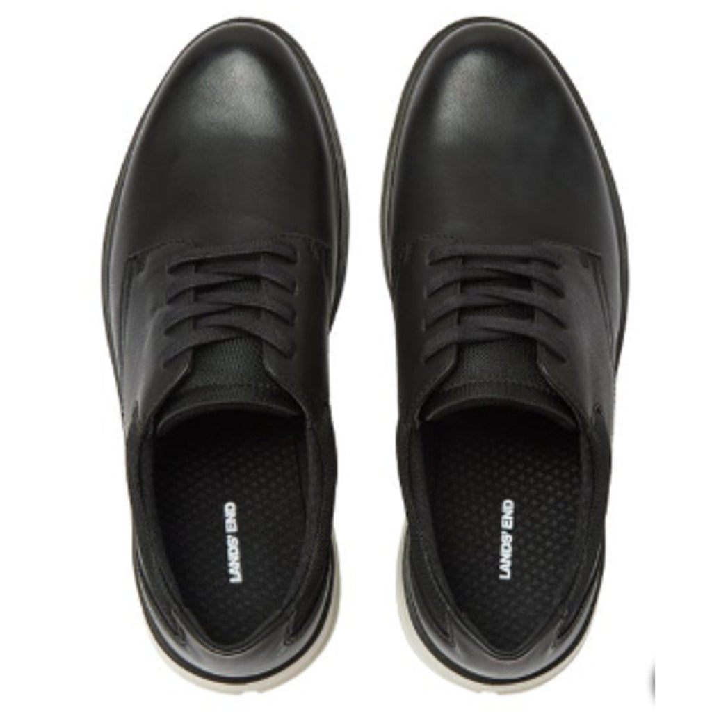 Lands' End Mens Size 11 Black Faux Leather Lace Up Sport Oxford Casual Shoes