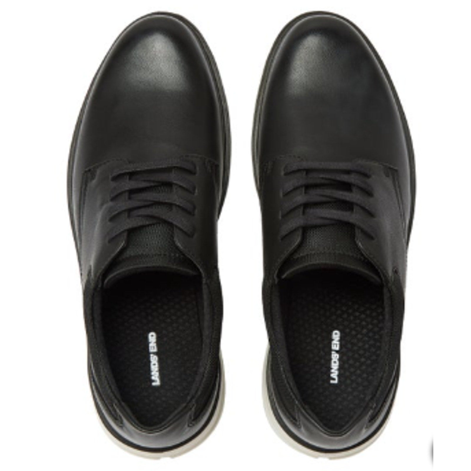 Lands' End Mens Size 11 Black Faux Leather Lace Up Sport Oxford Casual Shoes