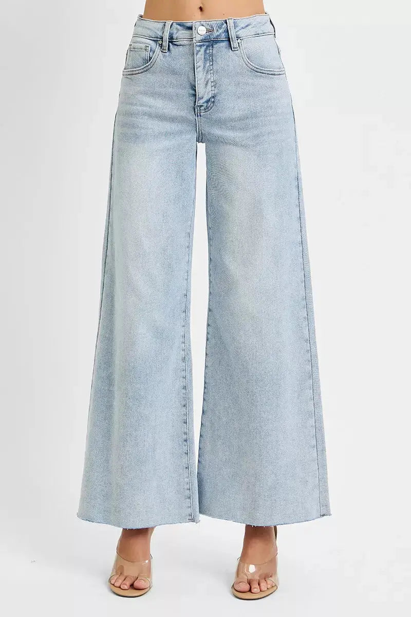 Plus Size High Rise Ankle Wide Palazzo RISEN Jeans