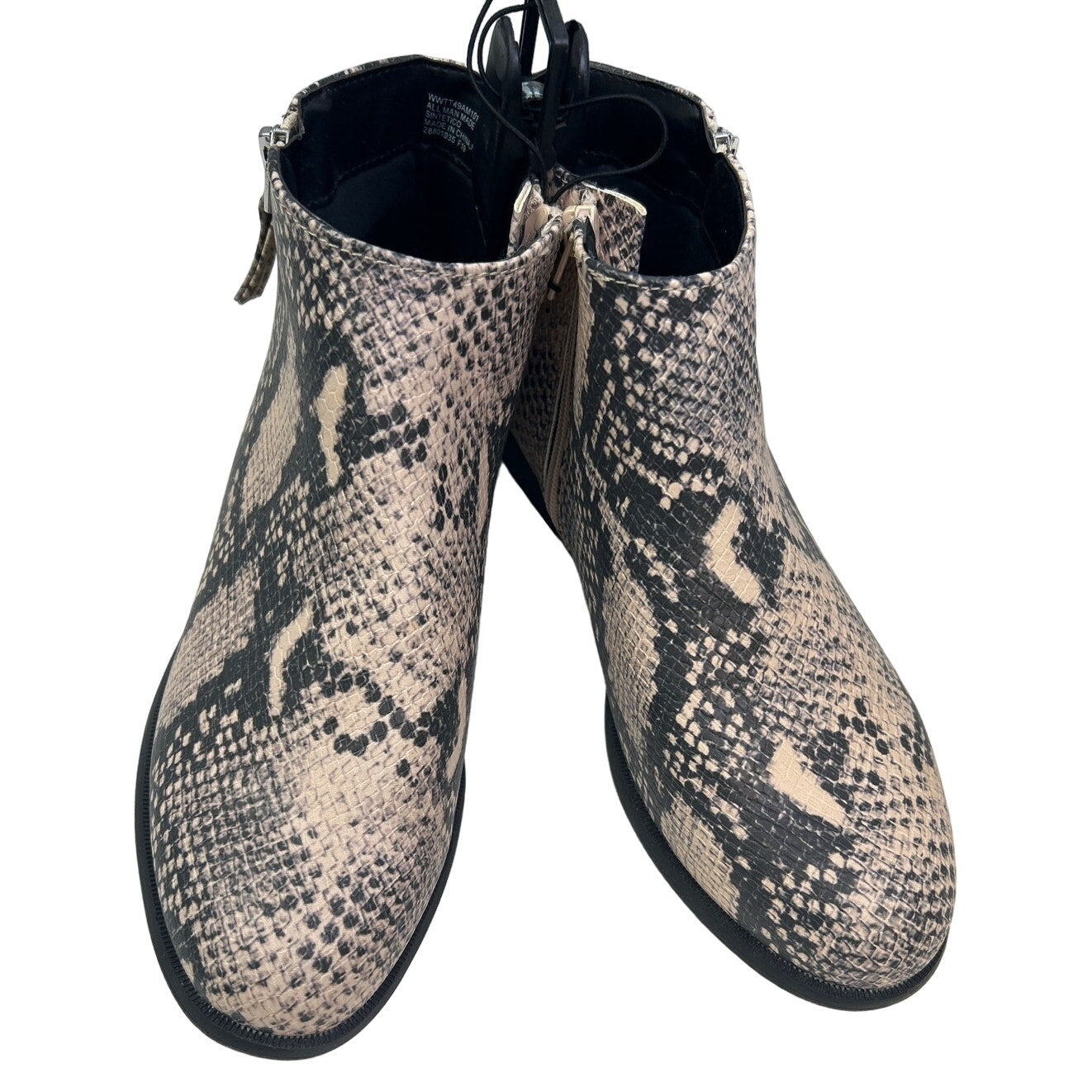 New Time and Tru Womens 9W 9 Wide Faux Snakeskin Side Zip Ankle Boots Shoes