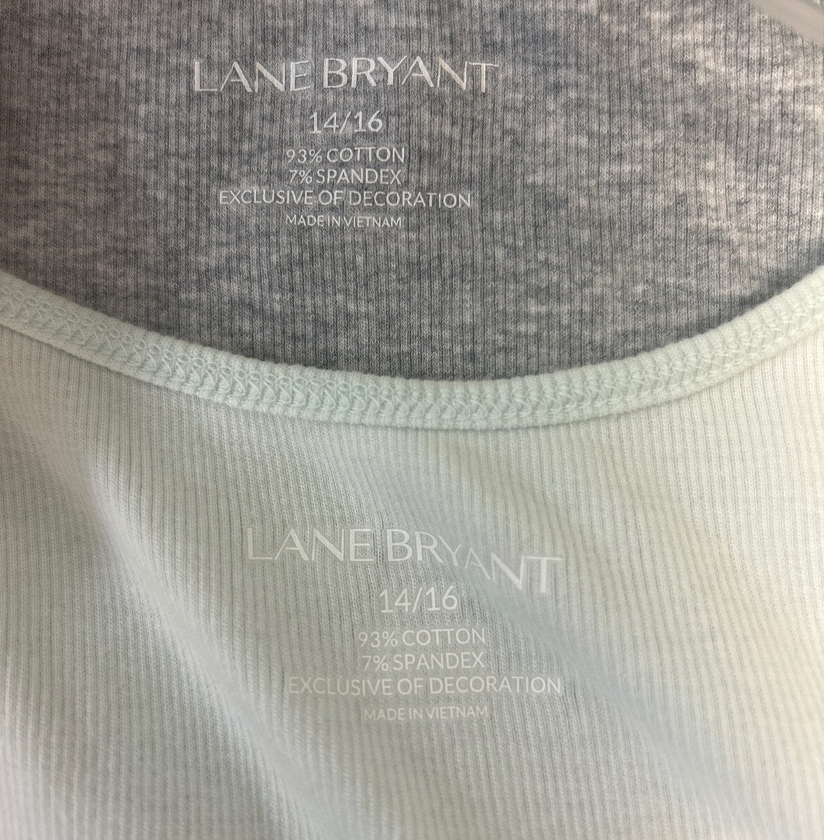2 Lane Bryant Womens 14/16 Lace Front Sleeveless Stretch Cotton Tank Tops