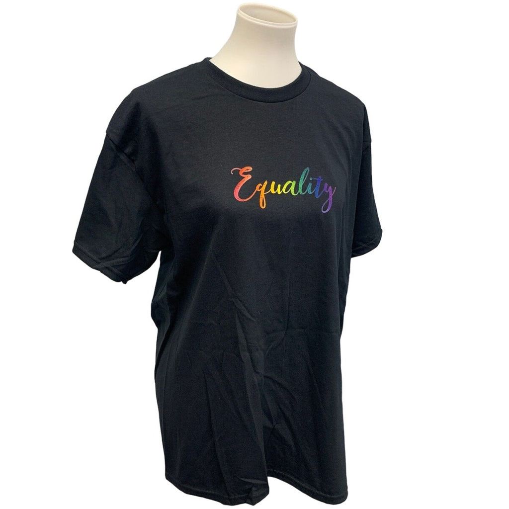 Hand Printed Unisex 3XL Equality Rainbow Pride Cotton Crew Neck Short Sleeve Tee