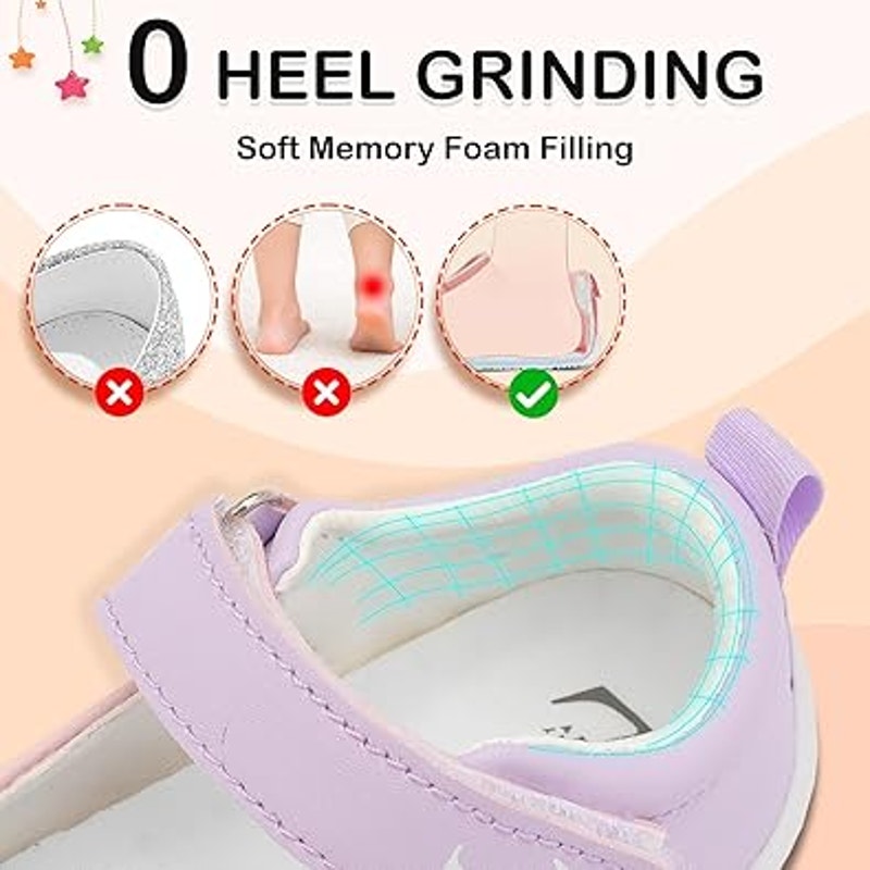 L-Run Toddler Girls 7.5 Mary Jane Hook & Loop Close Wide Toe Non Slip Shoes