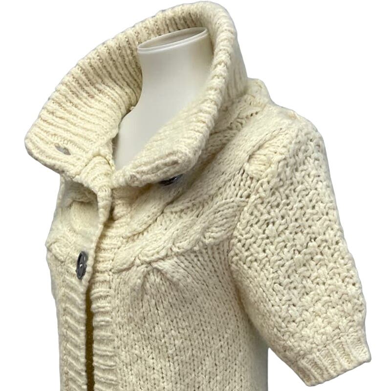 Free People Womens Small Wool Blend Short Sleeve Cable Knit Cardigan Sweater