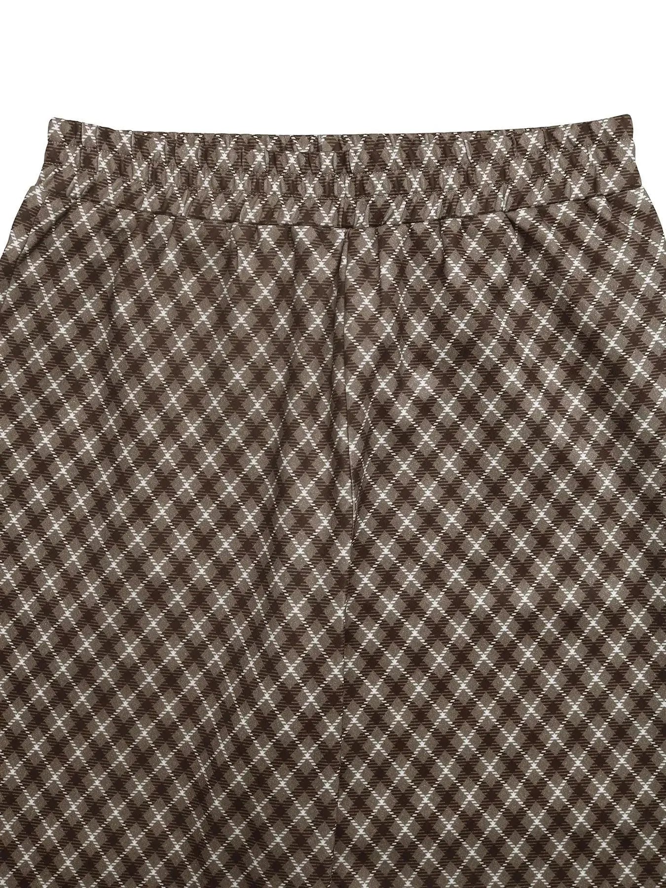 Plaid High Waisted Wide Leg Pants