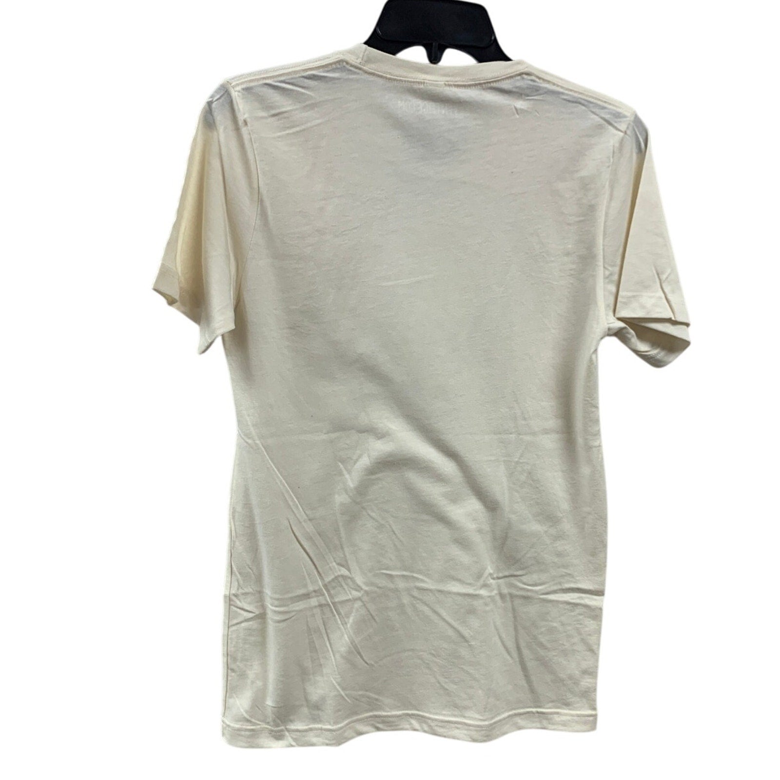 New Hand Printed Womens XS Ivory Woodland Owl Bird Short Sleeve Tee Shirt