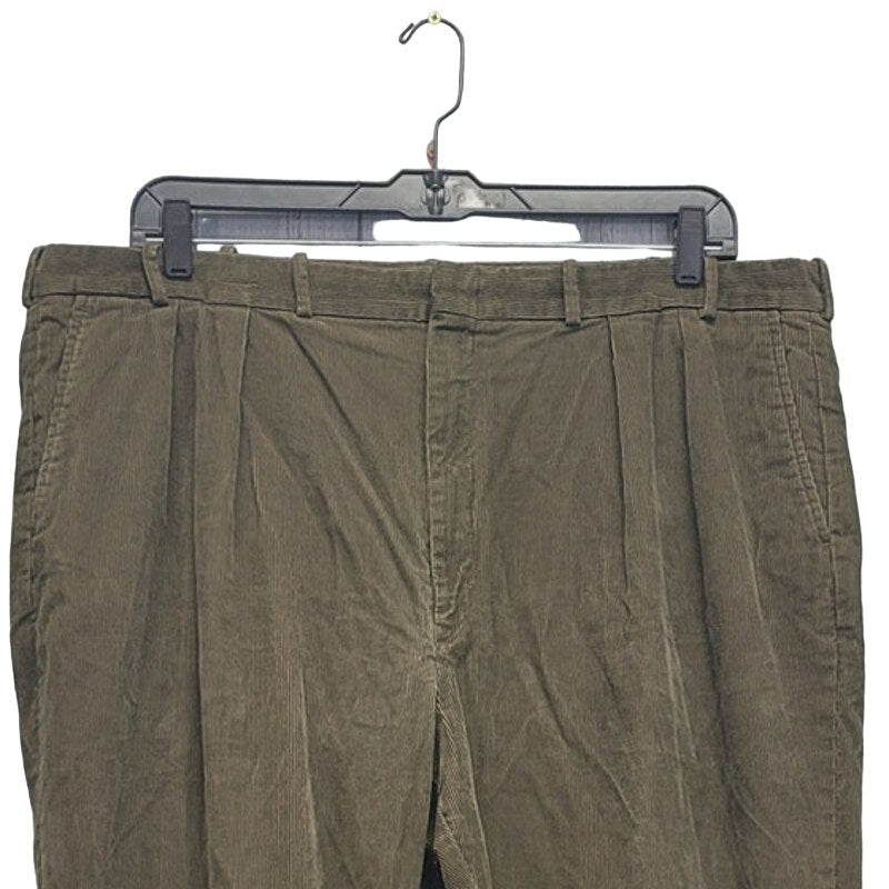 Lands End Mens 44X32 100% Cotton Pleated Front Hook and Bar Close Corduroy Pants