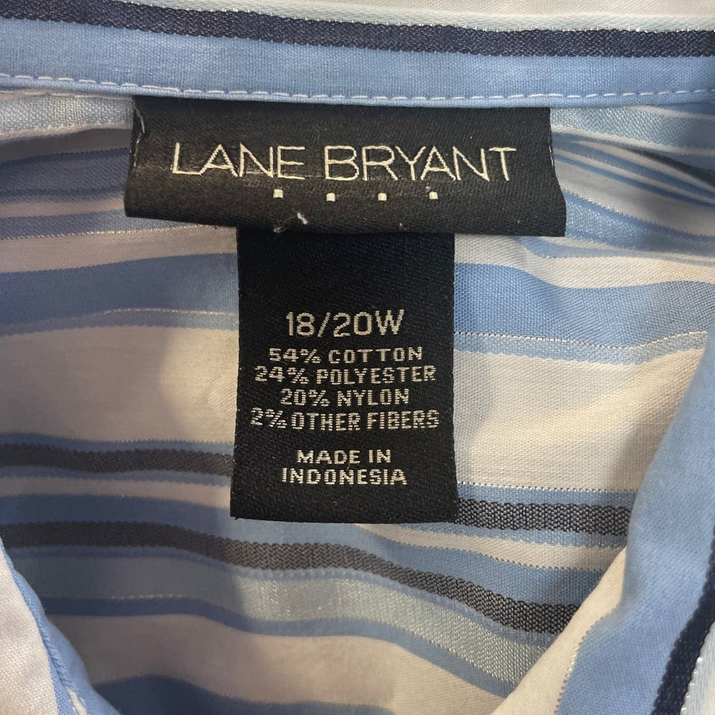 Lane Bryant Womens Plus Size 18/20W Long Sleeve Button Down Stretch Cotton Top
