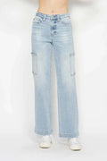 High Waist Cargo Pocket Straight Leg Judy Blue Jeans – Full Size