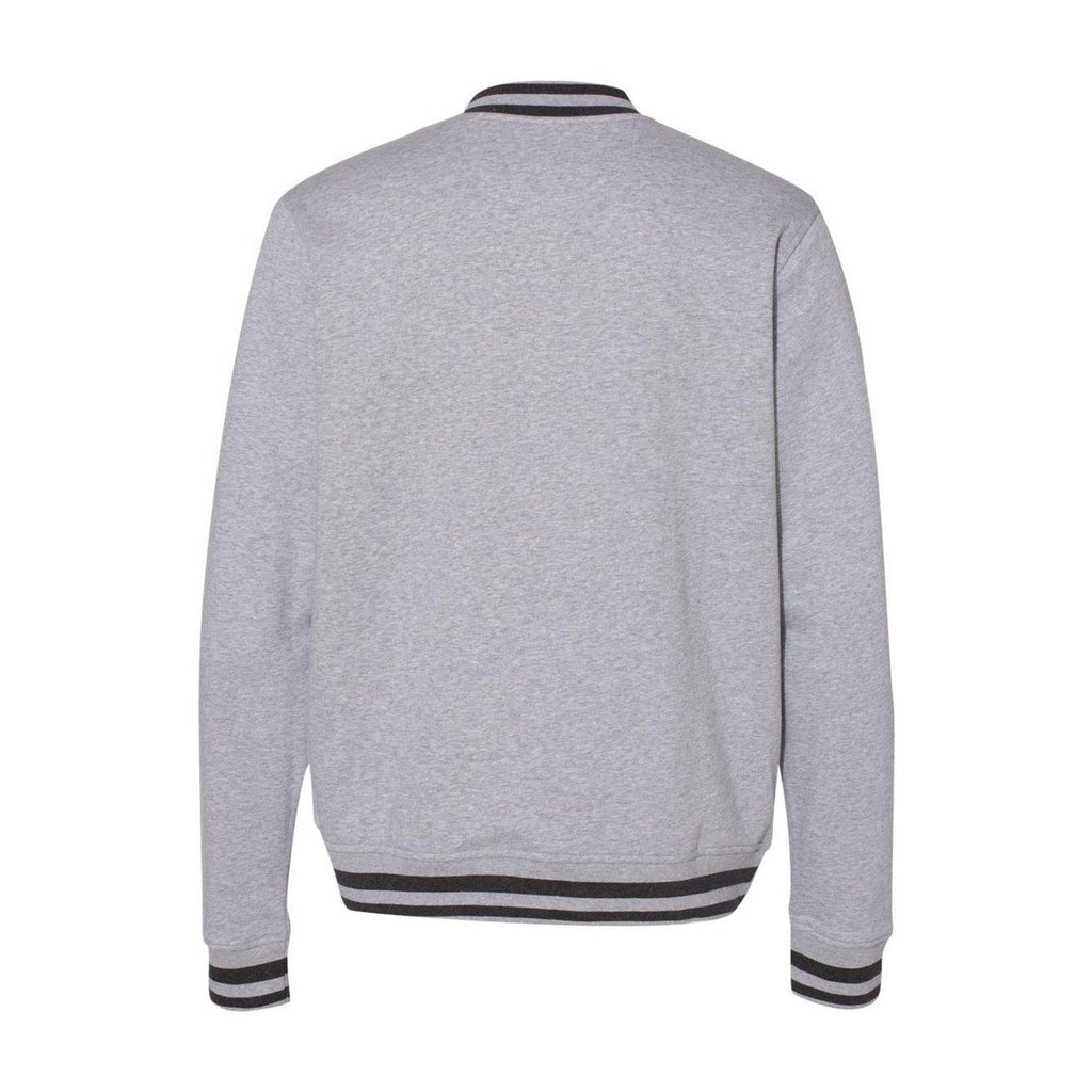 New Champion Mens Medium Gray Snap Up PolyCotton Athletic Wear Bomber Jacket