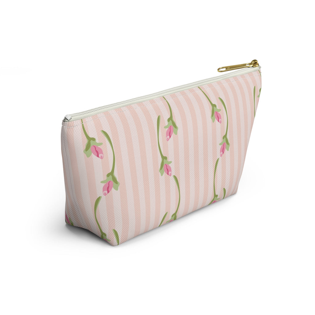 Customizable: Floral Accessory Pouch with T-bottom