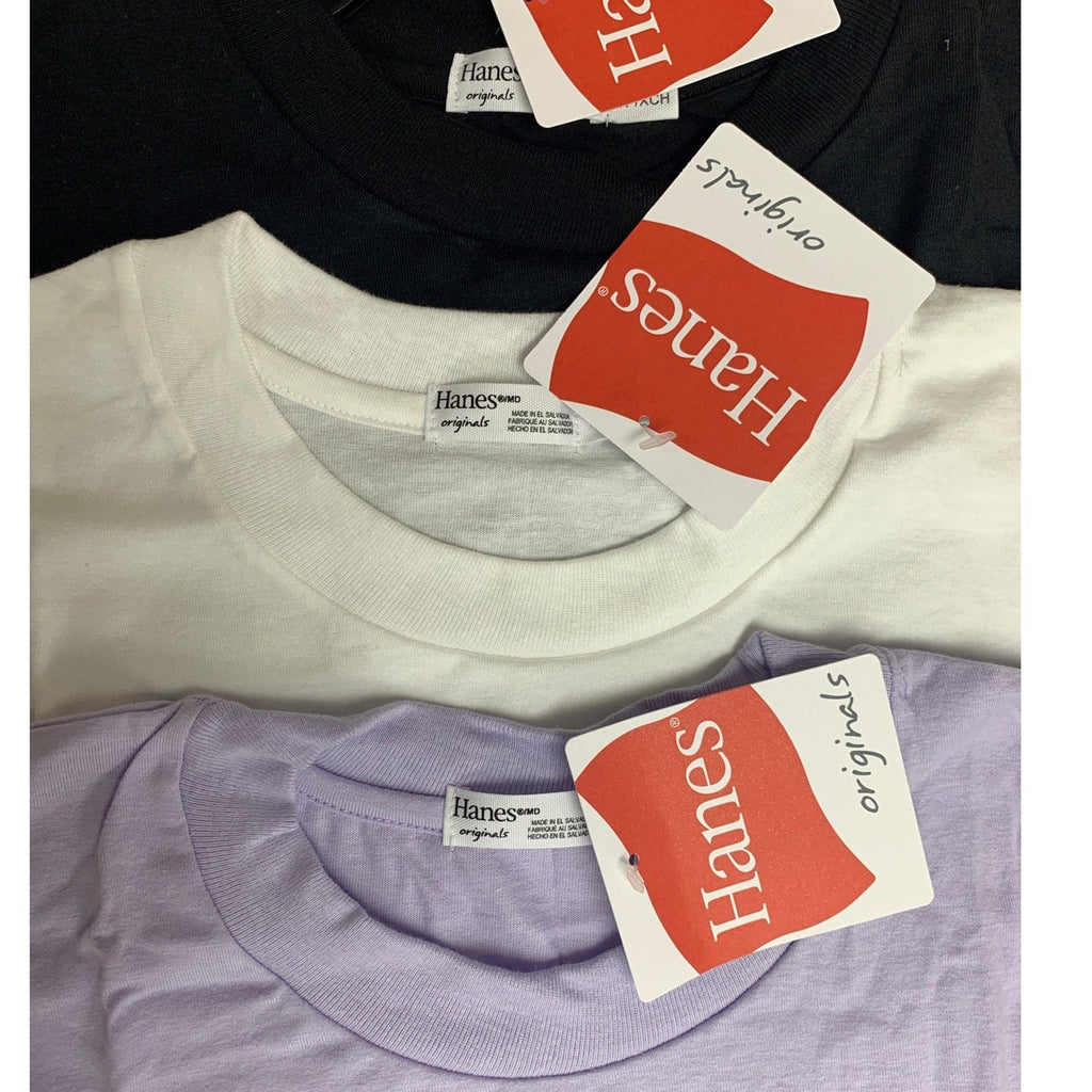 Lot of 3 New Hanes Womens Medium Ringspun Cotton Jersey Cap Sleeve Muscle Tees