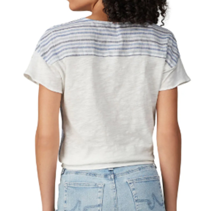 Sita Murt Womens Size 42 (Large) Short Sleeve V Neck Striped Tie Front Top