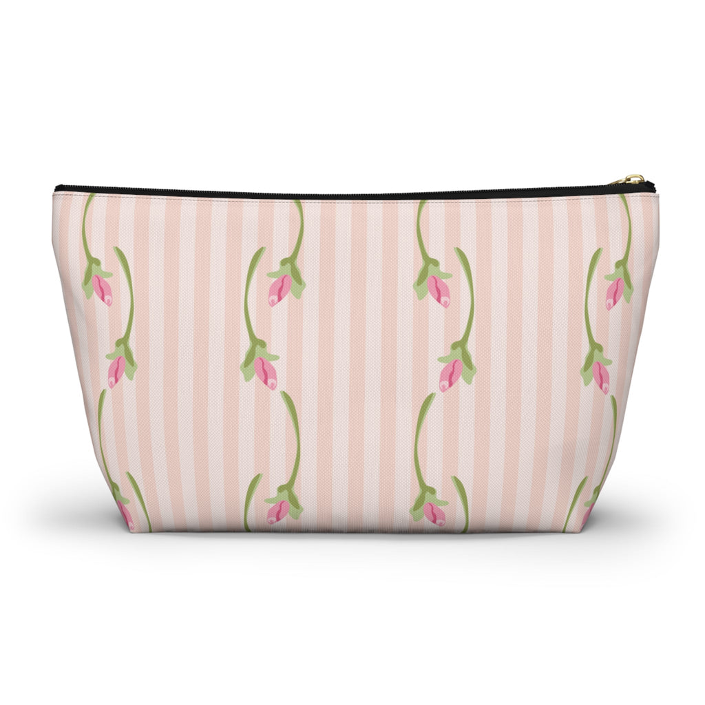 Customizable: Floral Accessory Pouch with T-bottom