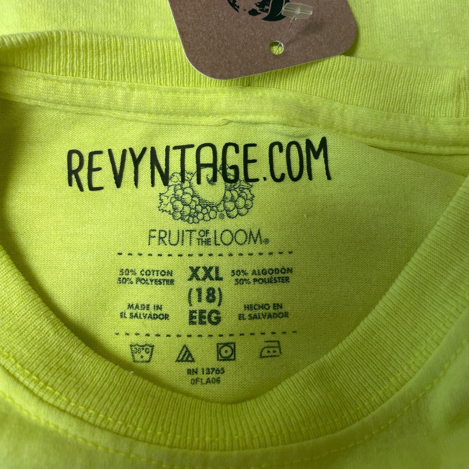 Hand Printed Upcycled Kids XXL Dragonfly Neon Yellow Short Sleeve Tee Shirt