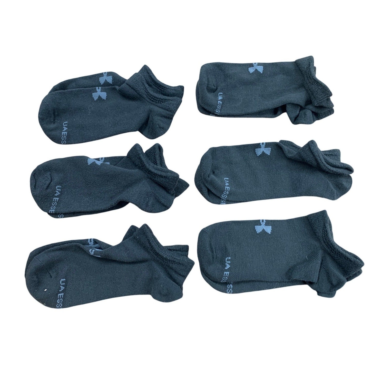 New 6 Pairs Under Armour Essentials Boys Small Black Ankle No Show Socks