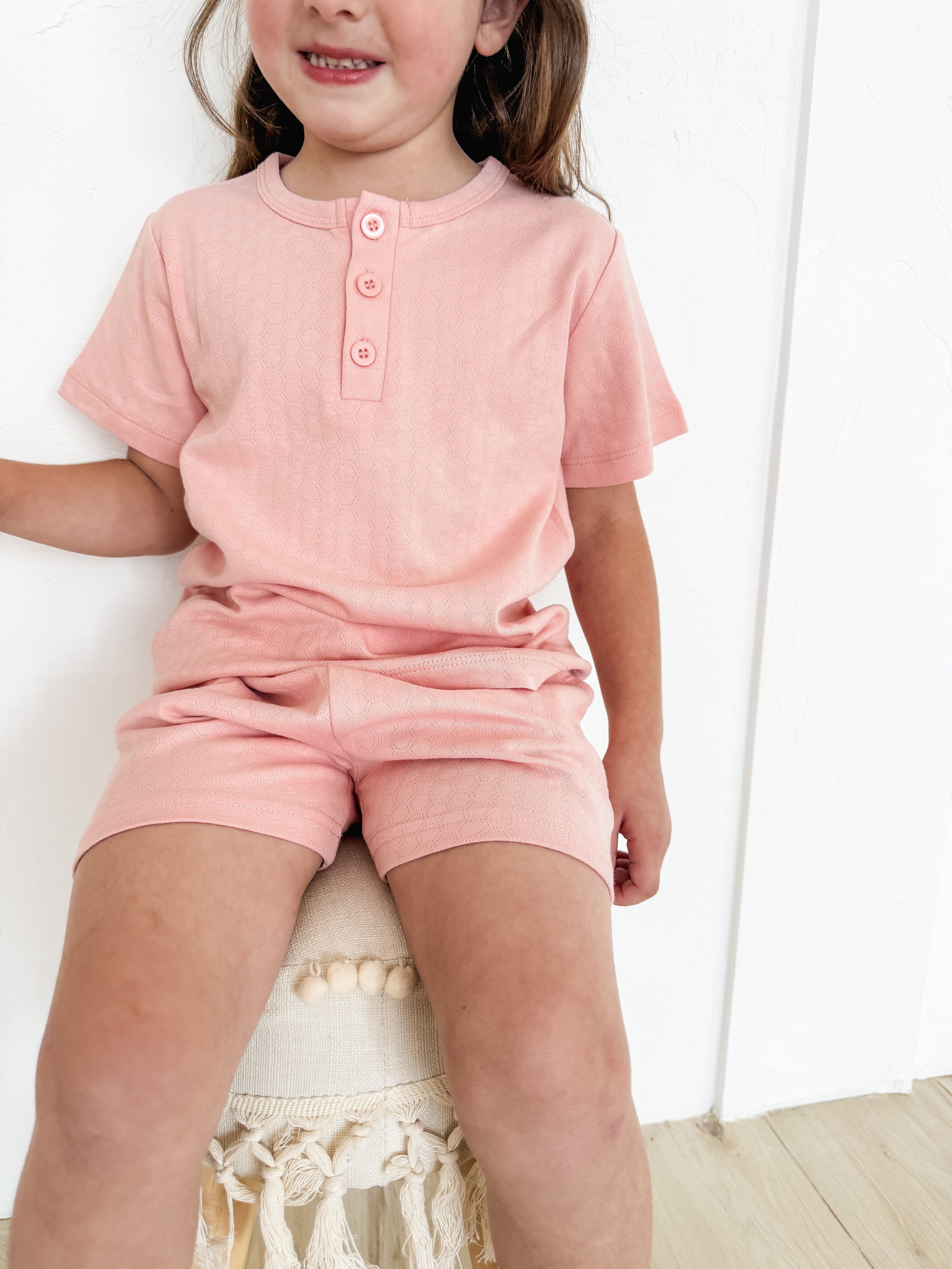 Organic Cotton Pointelle Shorts - Pink