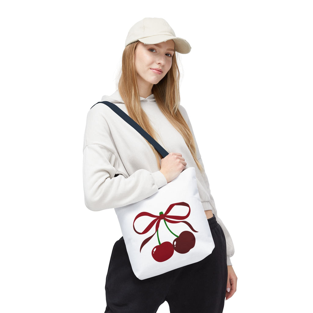 Customizable: Cherry Bow Tote Bag, Cute Carry-All for Everyday, Gift for Her, Eco-Friendly Shopping Bag, Perfect for Summer Outings