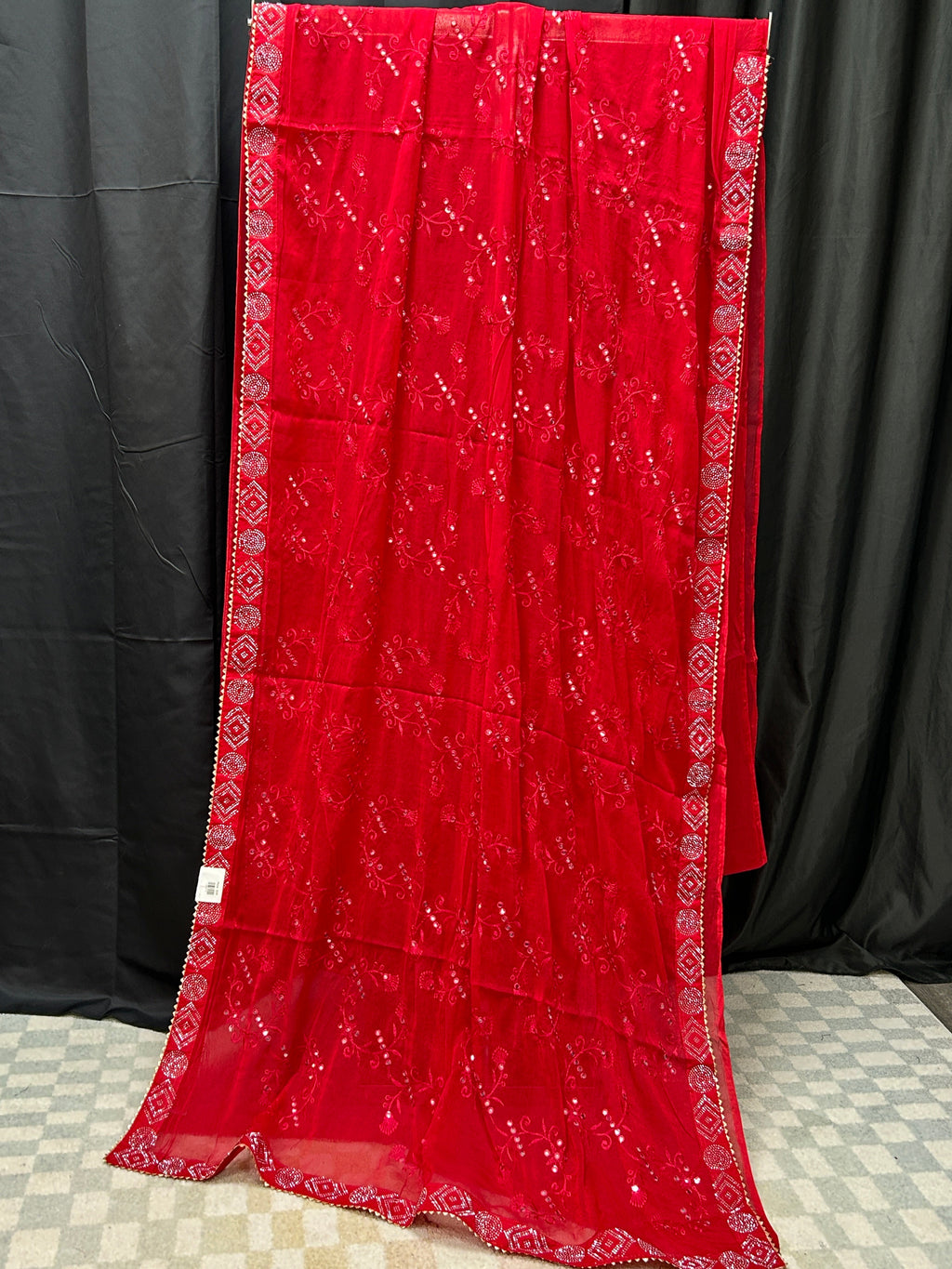 Chiffon mirror work saree