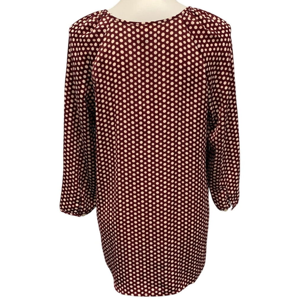 Misoka Womens Maternity Medium PolkaDot Lightweight Long Sleeve Front Tie Blouse