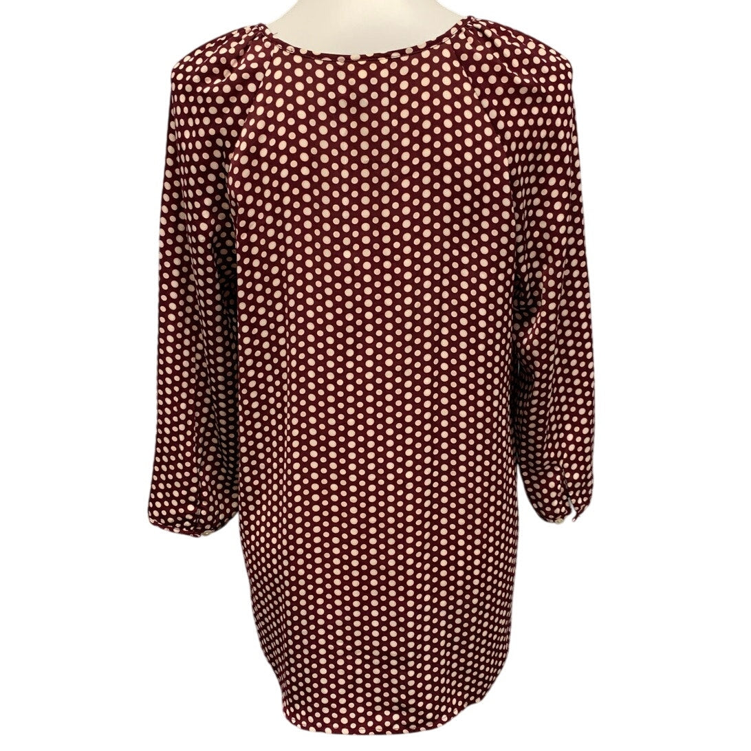 Misoka Womens Maternity Medium PolkaDot Lightweight Long Sleeve Front Tie Blouse