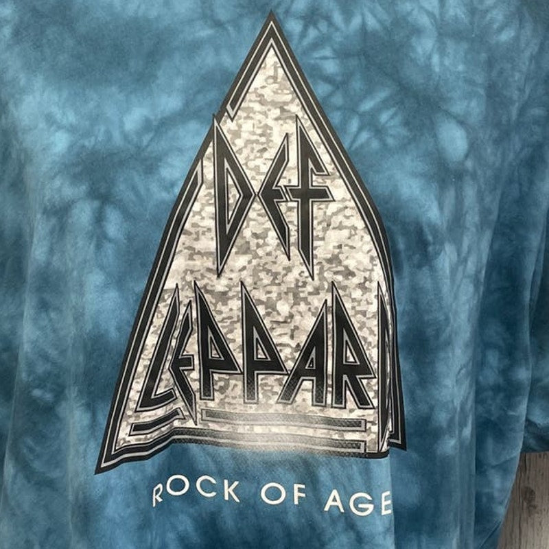 New Def Leppard Mens XXL Short Sleeve Tie Dye Rock of Ages PolyCotton Tee Shirt