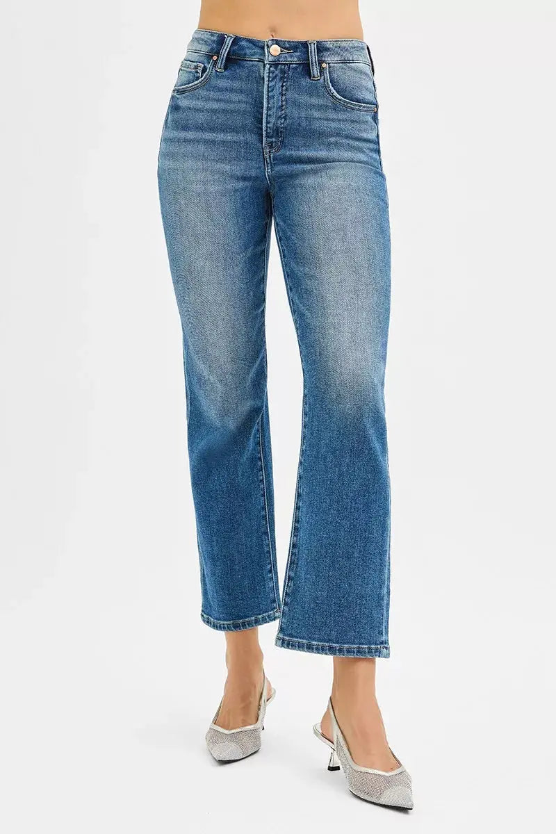 RISEN Jeans - Tummy Control High Rise Crop Straight Jeans