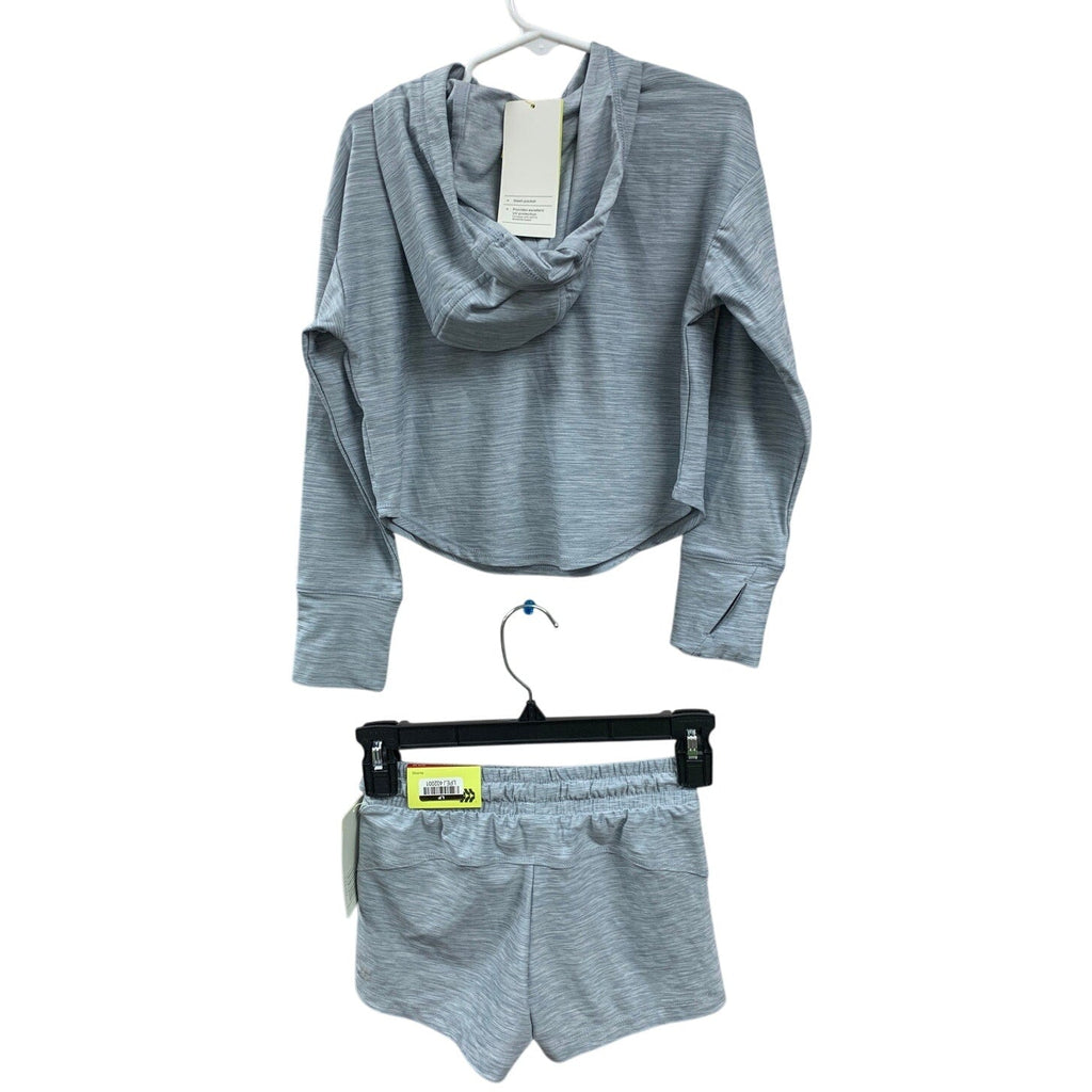 New All In Motion Girls XS (4/5) Elastic Waist Shorts Althletic Hoodie 2PC Set