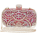 New Covelin Womens Pink Gold Silver Rhinestone Evening Bag Shoulder Clutch