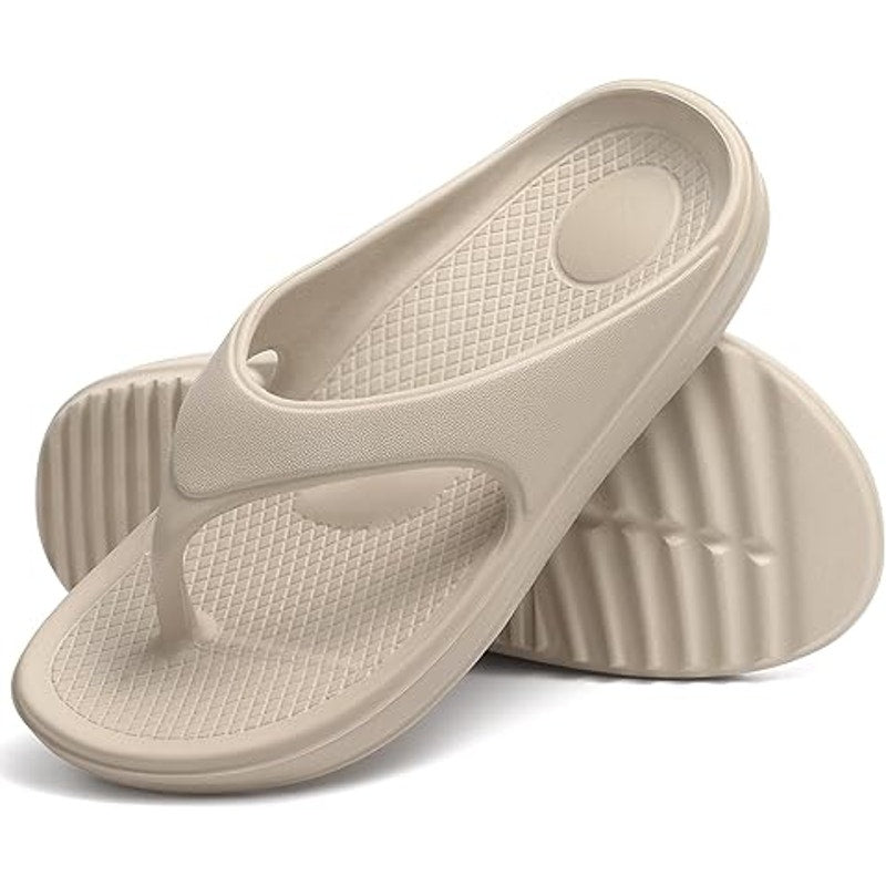 New Shevalues Womens 6.5 Tan Slide On Thong Orthopedic Arch Support Sandal Shoes