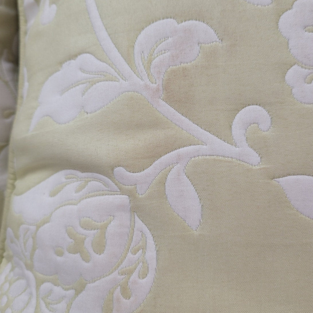 Pair of Pale Yellow Floral Tapestry Square Rectangular Toss Throw Pillows