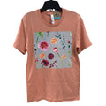 New Hand Printed Womens Small Heathered Floral Flowers Short Sleeve Tee Shirt