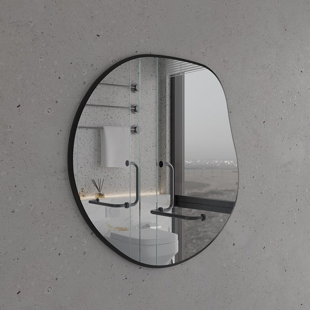 Irregular Bathroom Wall Mirror – Modern Black Frame Mirror for Vanity, Entryway & Living Room